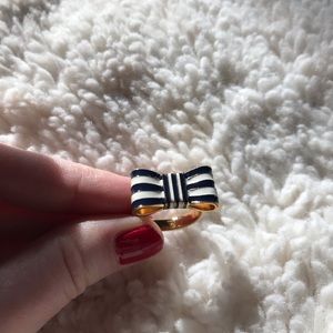 Navy and White Bow Coach Ring